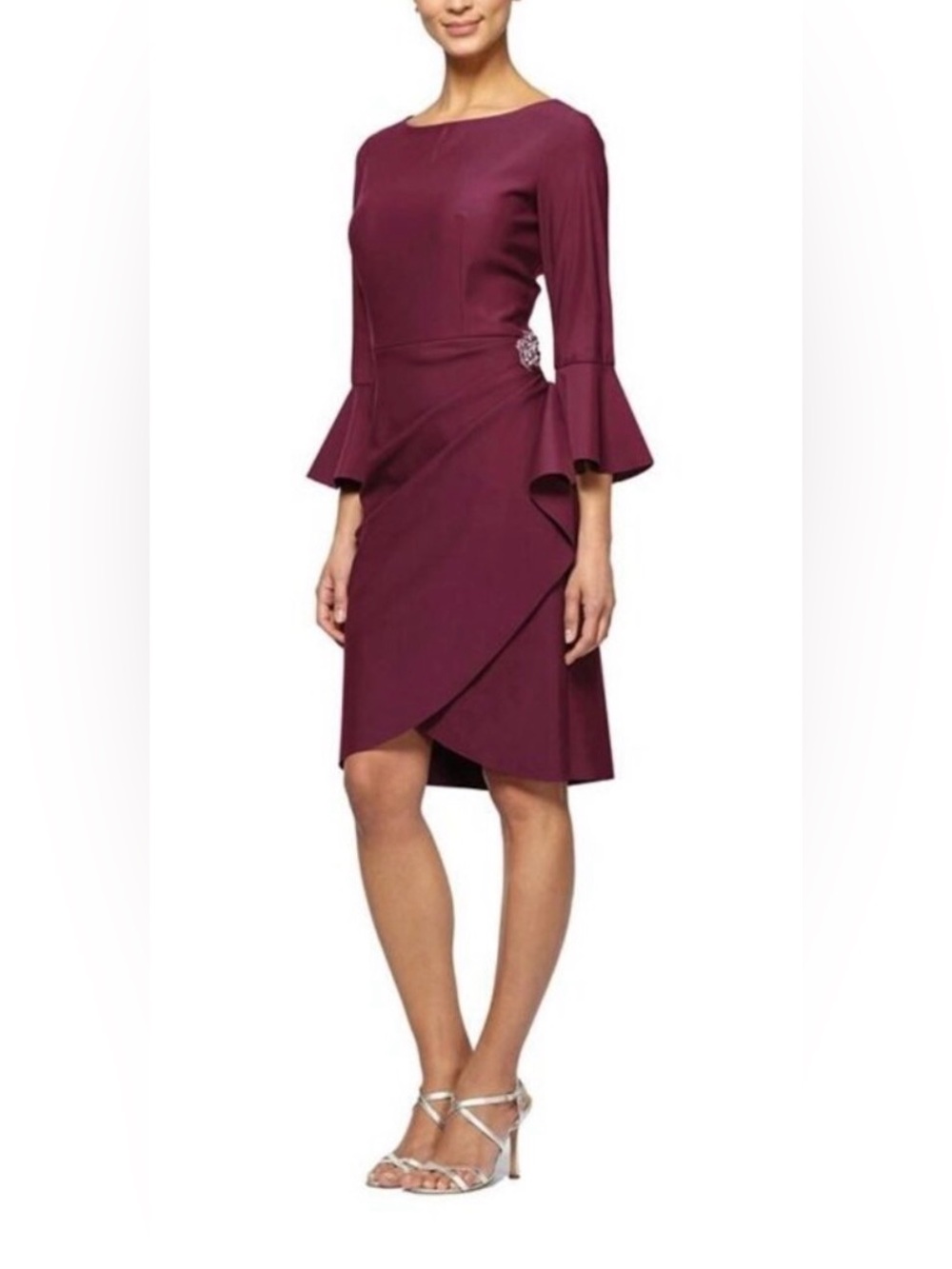 Elegant Alex Evenings Embellished Wrap-Front Women's Dress